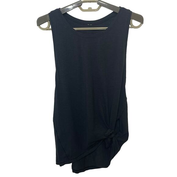 Lululemon Heathered Dark Gray Tank Top Side Slit Lightweight Cotton-Like Size 10 - Picture 1 of 7